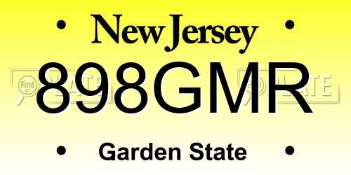 898GMR New Jersey License Plate