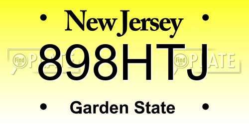 898HTJ New Jersey License Plate