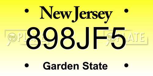 898JF5 New Jersey License Plate