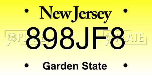 898JF8 New Jersey License Plate