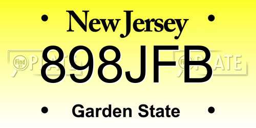898JFB New Jersey License Plate