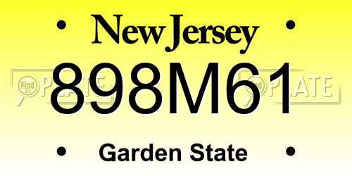 898M61 New Jersey License Plate