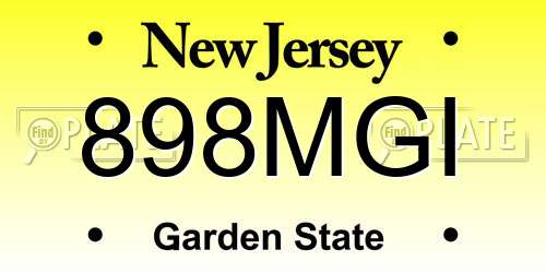 898MGI New Jersey License Plate