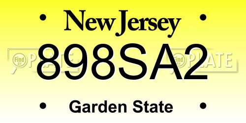 898SA2 New Jersey License Plate