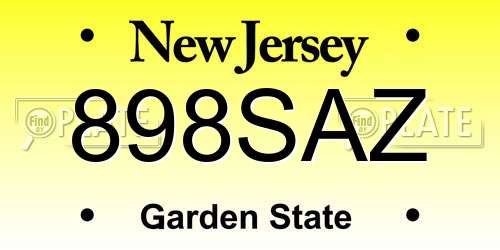 898SAZ New Jersey License Plate