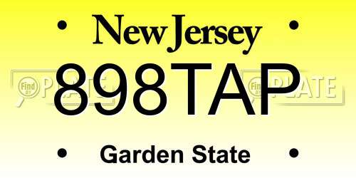 898TAP New Jersey License Plate