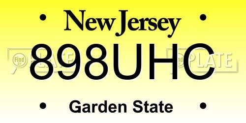898UHC New Jersey License Plate