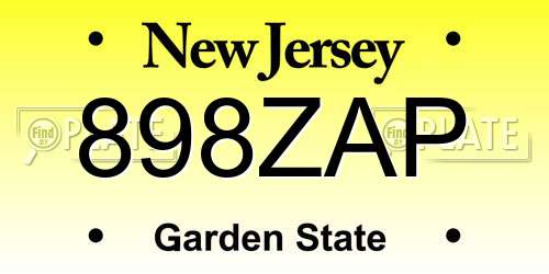 898ZAP New Jersey License Plate