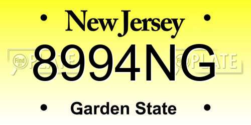 8994NG New Jersey License Plate