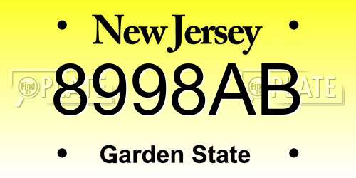 8998AB New Jersey License Plate