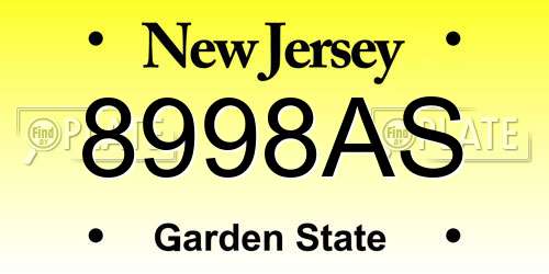 8998AS New Jersey License Plate