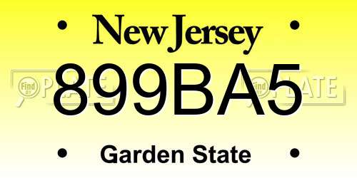 899BA5 New Jersey License Plate