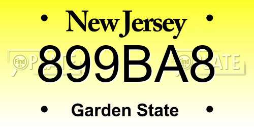 899BA8 New Jersey License Plate