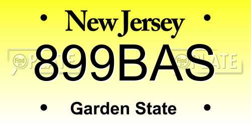 899BAS New Jersey License Plate