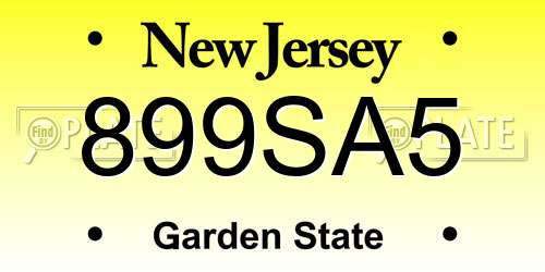 899SA5 New Jersey License Plate