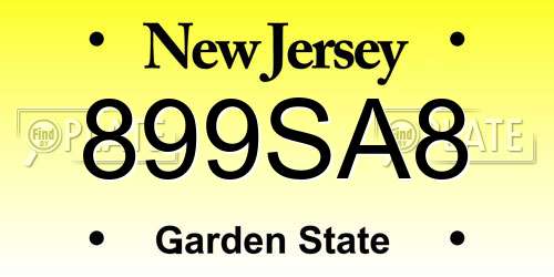 899SA8 New Jersey License Plate