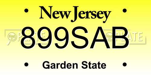 899SAB New Jersey License Plate