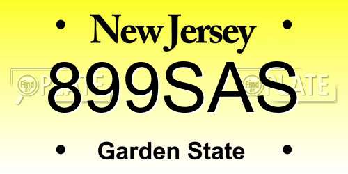 899SAS New Jersey License Plate