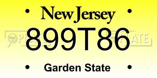 899T86 New Jersey License Plate