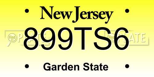 899TS6 New Jersey License Plate