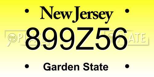 899Z56 New Jersey License Plate
