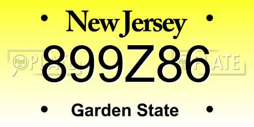 899Z86 New Jersey License Plate