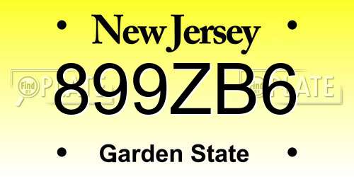 899ZB6 New Jersey License Plate