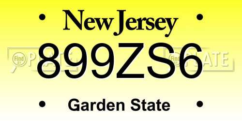 899ZS6 New Jersey License Plate