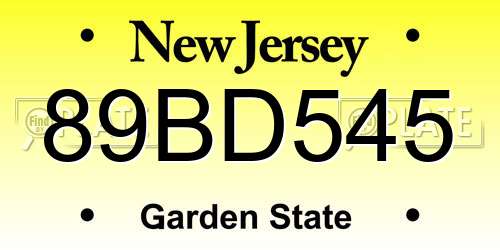 89BD545 New Jersey License Plate