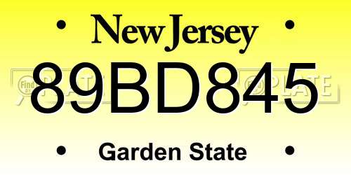 89BD845 New Jersey License Plate