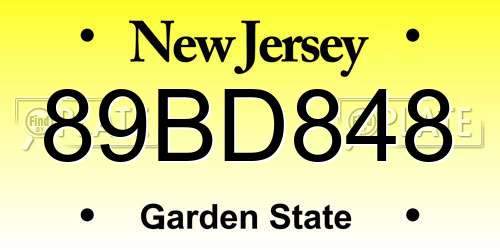 89BD848 New Jersey License Plate