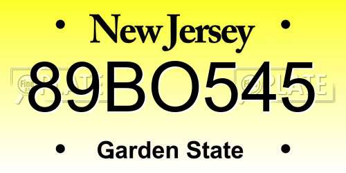 89BO545 New Jersey License Plate
