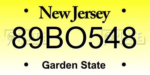 89BO548 New Jersey License Plate