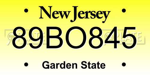89BO845 New Jersey License Plate