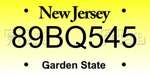 89BQ545 New Jersey License Plate