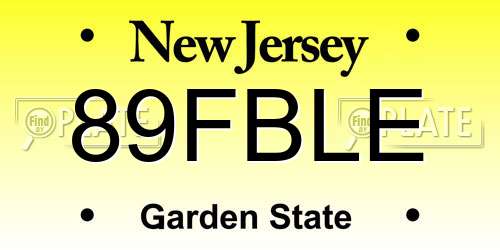 89FBLE New Jersey License Plate