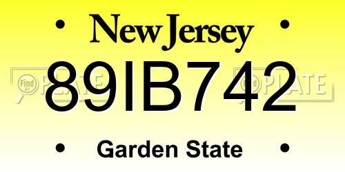 89IB742 New Jersey License Plate