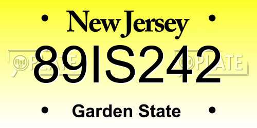 89IS242 New Jersey License Plate