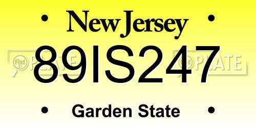 89IS247 New Jersey License Plate