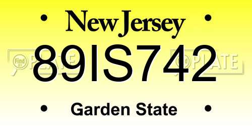 89IS742 New Jersey License Plate