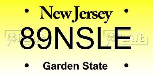 89NSLE New Jersey License Plate