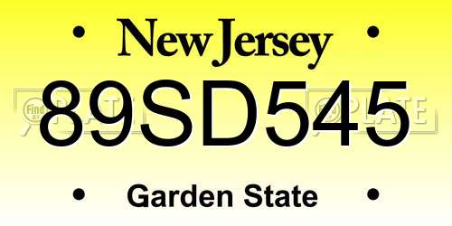 89SD545 New Jersey License Plate