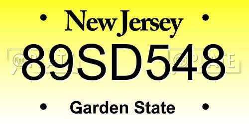 89SD548 New Jersey License Plate