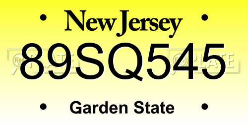 89SQ545 New Jersey License Plate