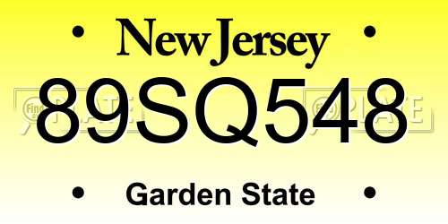 89SQ548 New Jersey License Plate