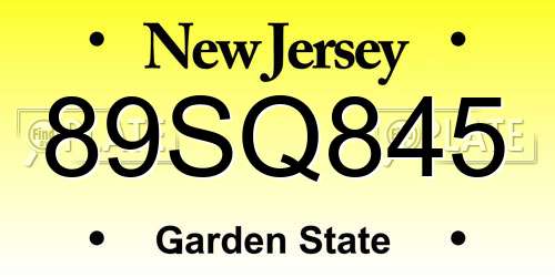 89SQ845 New Jersey License Plate