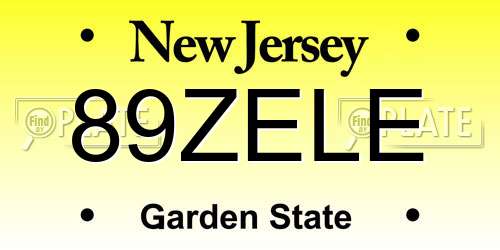 89ZELE New Jersey License Plate