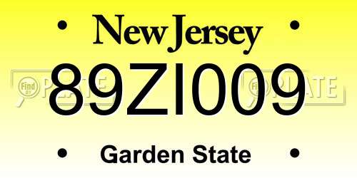 89ZI009 New Jersey License Plate