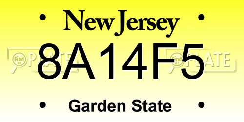 8A14F5 New Jersey License Plate