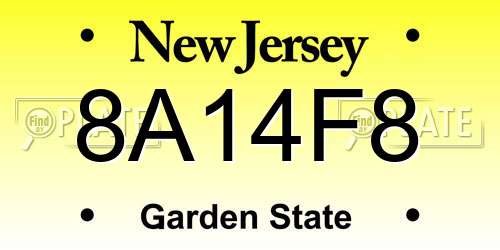 8A14F8 New Jersey License Plate